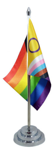 Bandeira Mesa 29 Cm (mastro) Progress Gay Lgbt Intersexo - Lgbt Progress Intersexo