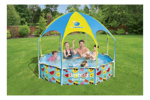 Piscina estructural redonda Bestway 56432 con capacidad de 1688 litros de 2.44m de diámetro multicolor