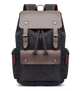 Mochila Retro Multifuncional Lona Porta Notebook Hq Grande