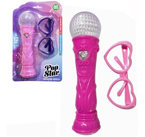 Brinquedo Microfone + Óculos Infantil Com Luz E Som Menina
