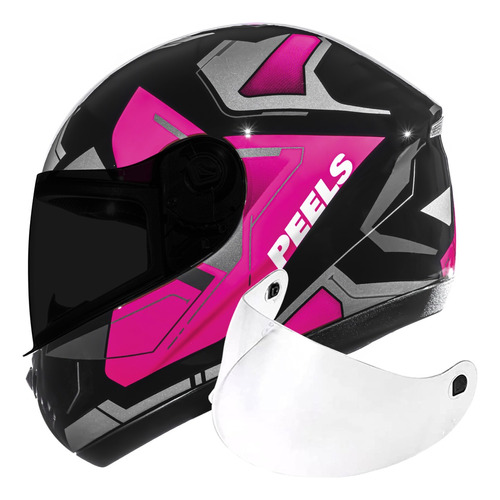 Capacete Peels Spike Lup Rosa/preto+ Viseira Fumê