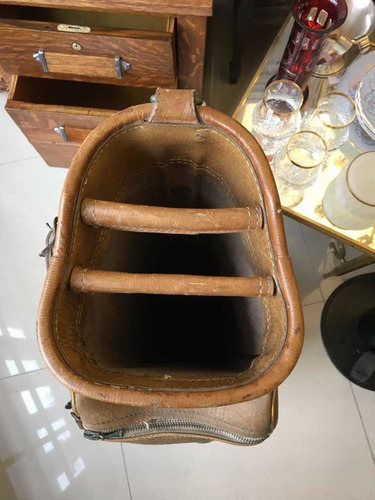 Antiguo Bolso De Golf De Cuero