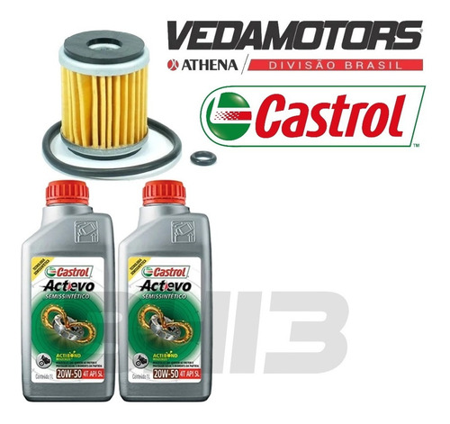 Kit Troca De Óleo Yamaha Fazer Lander Tenere 250 Castrol 20w50 Semissintético