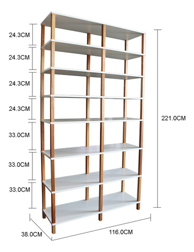Estante Evolukit 116x38x221 Branco Com 7 Prateleiras