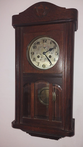 Reloj Antiguo Alemán Fms De Pared, A Cuerda Con Llave 