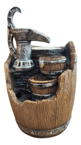 Fonte De Água Decorativa Bomba De Poço Barril 35cm Bivolt