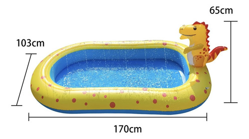 Piscina Alberca Inflable De Dinosaurio Con Rociador Amarillo