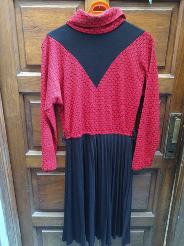 Vestido Rojo Y Negro Retro Vintage