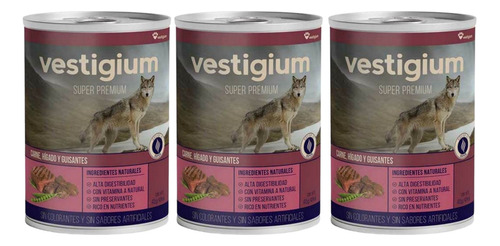 Vestigium 3 Pack Carne Higado 415gr Alimento Humedo Perros 