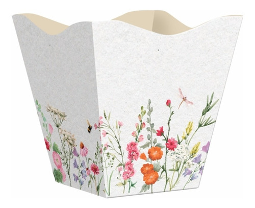 Cachepot Vintage Papel Grande Jardim Secreto Branco Com 10