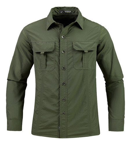 Camisa Hombre Estilo Militar Manga Larga Out