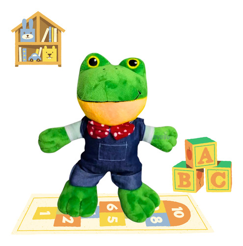 10 Peluches De Ranita Con Overol 30cm Mayoreo Rana