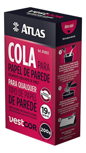 Cola Para Papel De Parede Atlas Vestcor 200g