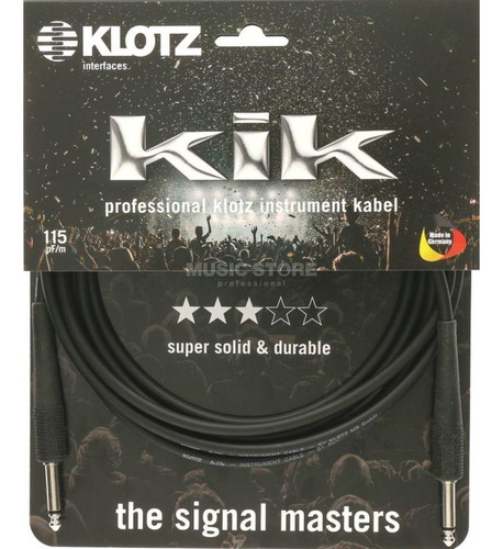 Cable De Instrumento Klotz Kik4.5pp Jack 1/4 Pulgada