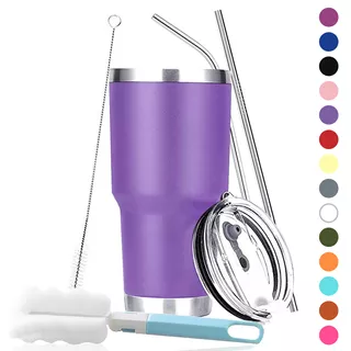 Vaso Térmico Portátil De Acero Inoxidable 30oz Con Calor/frí Nombre Del Diseño Liso Color Violeta