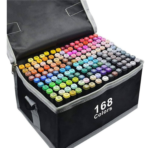 168 Lápices Para Colorear Marcadores Doble Punta + Estuche