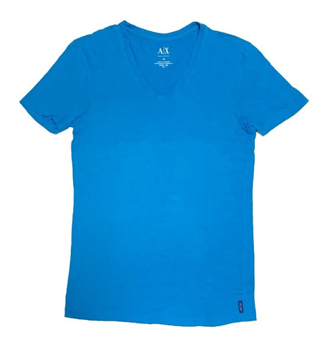 Playera Armani Exchange Original Azul Cuello V