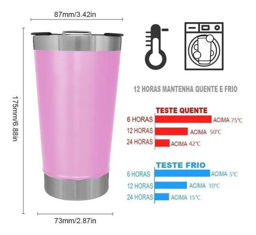 Copo Térmico De Cerveja 473 Ml Com Tampa