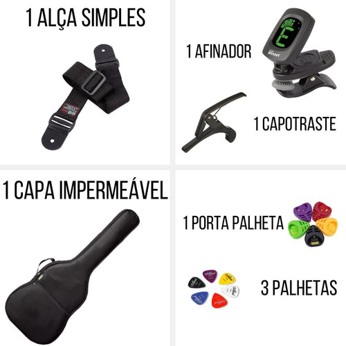 Imagem 2 de 4 de Violão Acústico Giannini Clássico Nylon N-14 Bk + Kit4ki