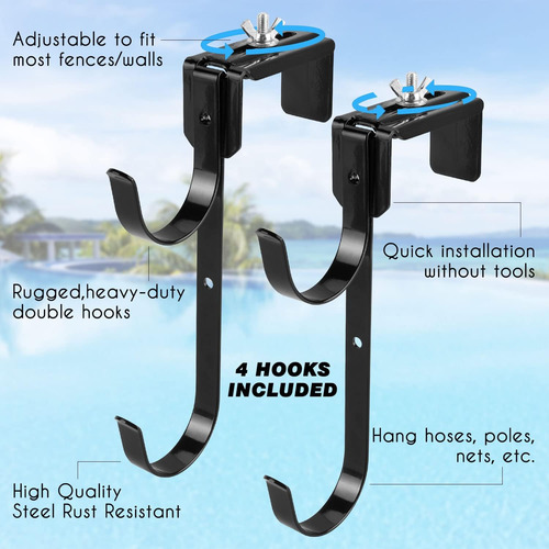 Shtalhst Percha Para Poste De Piscina, 4 Ganchos De Metal Aj