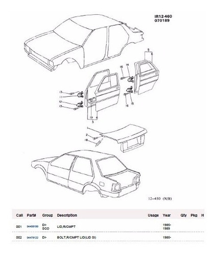 Manual De Despiece Chevrolet Gemini (1985-1990) Español