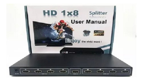 Splitter Hdmi 1x8 Amplificador 8 Puertos Full Hd 1080p 3d 4k