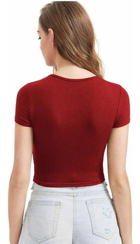 Imagen 7 de 8 de Top Corto Dama Remera Corta Basica Mujer Top Clasico Art 025