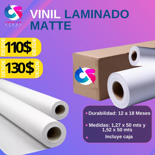 Vinil Laminado Matte 1.27 Y 1.52 X 50 Mts 