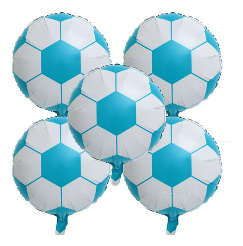 Pack Set Globos Pelota Celeste Y Blanco 45cm X 5u