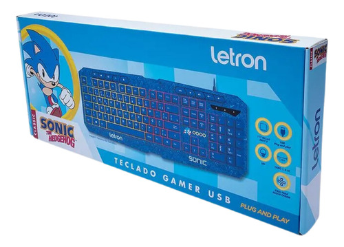 Teclado E Mouse Sonic Gamer Led Rgb Jogo Filme Usb Fio Abnt2