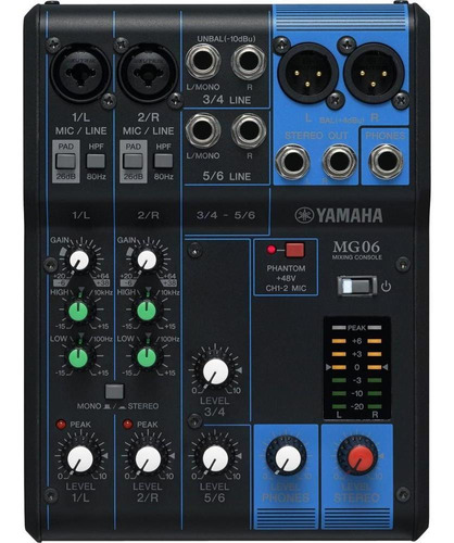 Mesa De Som Yamaha Mg06 6 Canais Mixer