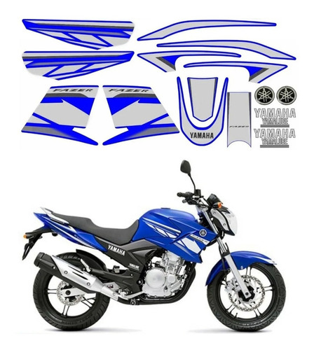 Kit Adesivos Para Yamaha Fazer Blue Racing 250 20227 Cor Azul