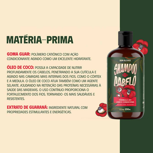 Shampoo Para Cabelo Masculino Guaraná 230ml Don Alcides