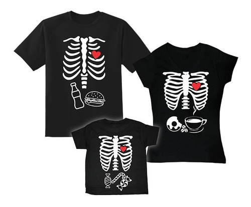 3 Playeras Familia Esqueletos Halloween Dia Muertos 4modelos