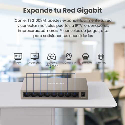 Tenda Teg1008m Switch De Red 8 Puertos Metálico Gigabit