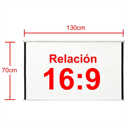 Imagen 4 de 7 de Pantalla Telón Manual, Proyector Video Beam, 130x70cm, 16:9