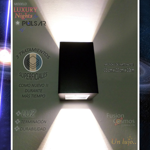 Imagen 4 de 10 de Aplique Pared Exterior Bidireccional Potente Led 10w Pack X2