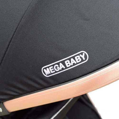 Imagen 9 de 10 de Cochecito de paseo Mega Baby Lanin travel system negro con chasis color dorado