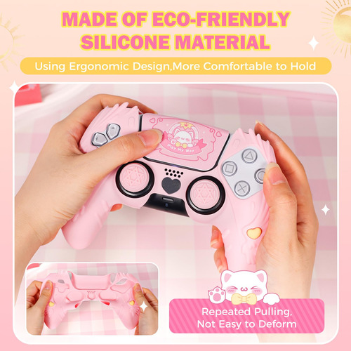 Funda Suave Antideslizante Para Controller Ps5 Rosa