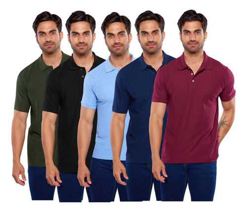 Paq 5 Playeras Polo Para Hombre 100% Algodon, Envio Gratis