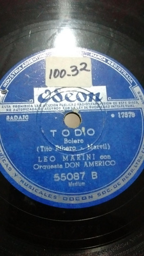 Leo Marini Con Don Americo Disco Pasta Odeon 55087 C15