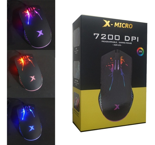 Imagen 1 de 3 de Mouse Gaming Xgm-215, 7 Botones Programable 7200dpi X-micro