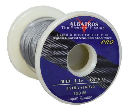 Cable De Acero De Pesca Albatros 40lbs X 100m Color Gris