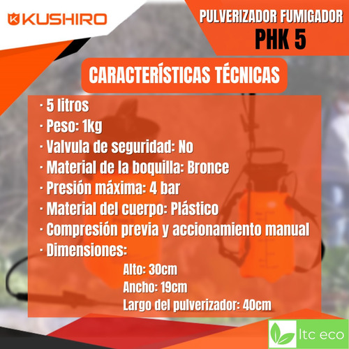 Fumigador Pulverizador Mochila 5 Lts Jardin Plantas Rociador