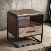 Comprar Mesa De Luz En Hierro Y Madera Fejo-mobiliario!!!