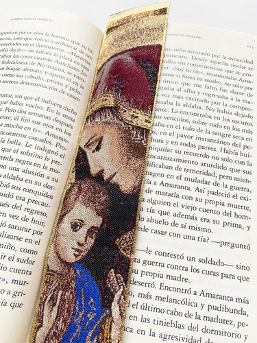 Separador De Libros Religiosos - La Virgen Y El Niño - Rojo