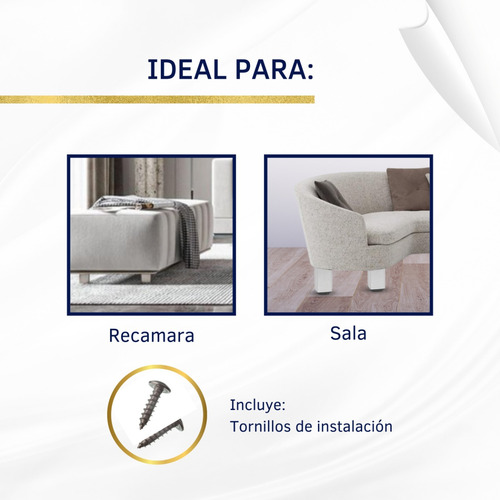 4 Patas Cuadradas Cromo 12 Cm Ajustables Para Muebles