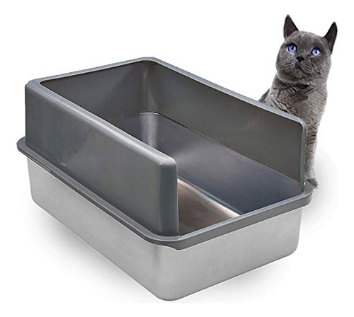 Caja Arenero Acero Inoxidable Xl - Gatos Grandes - Sin