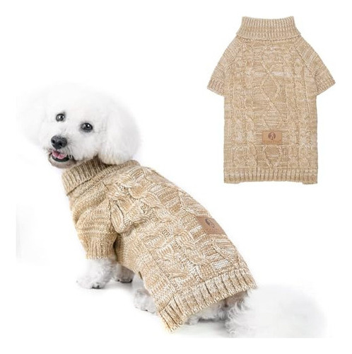 Suéter De Punto De Cuello Alto Para Perros Pequeños, Media
