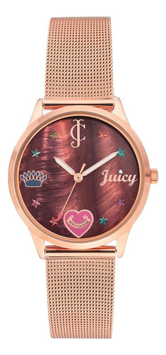 Reloj Juicy Couture Correa Acero Mesh Tono Oro Rosado Color Del Fondo Café